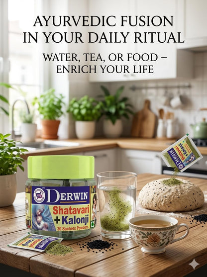 DERWIN Micronized Shatavari & Kolonji Powder | 100% Herbs & 0% Sugar | Others Brands 20% Shatavari + 80% Sugar | Ultra Fine Micronised Technology | Milk Booster for New Mothers | Female Tonic And Herbal Health Suppliment | Natural Lactation Supprt | Satav