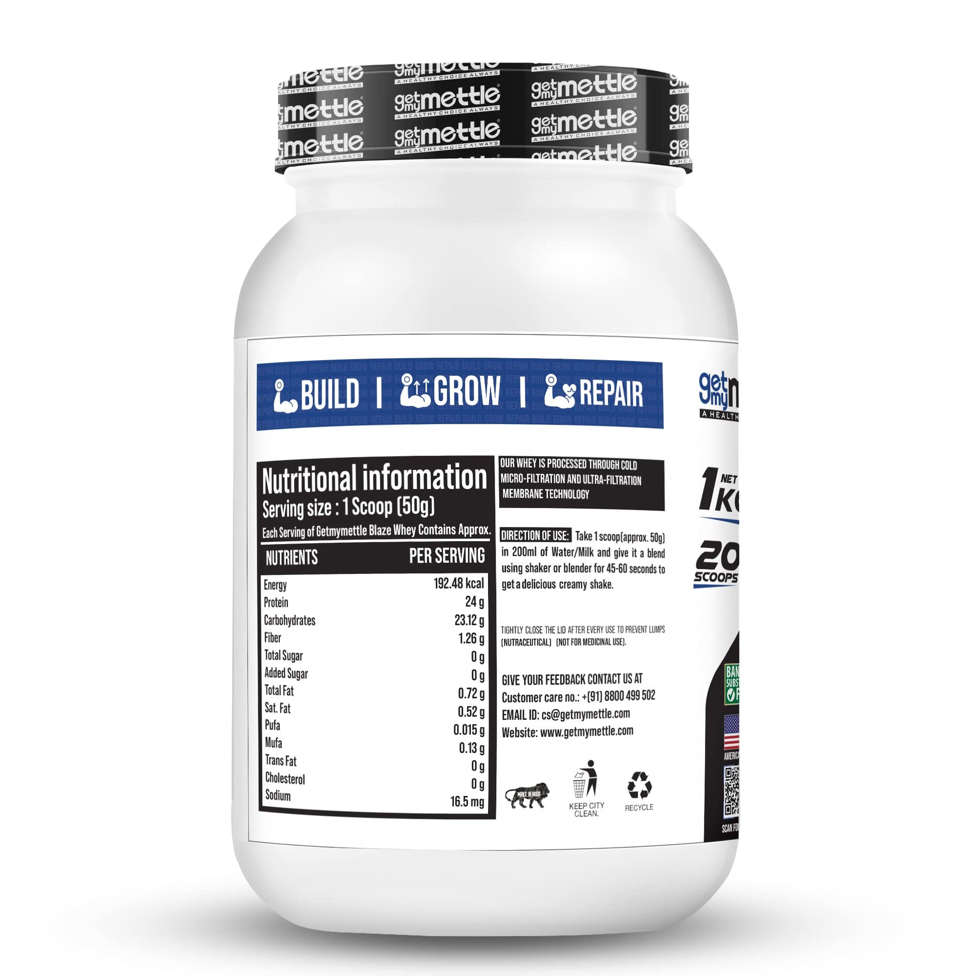 Getmymettle Blaze Whey Protein - Cold Coffee, 1Kg: 24g Protein, 10.66g- image 5