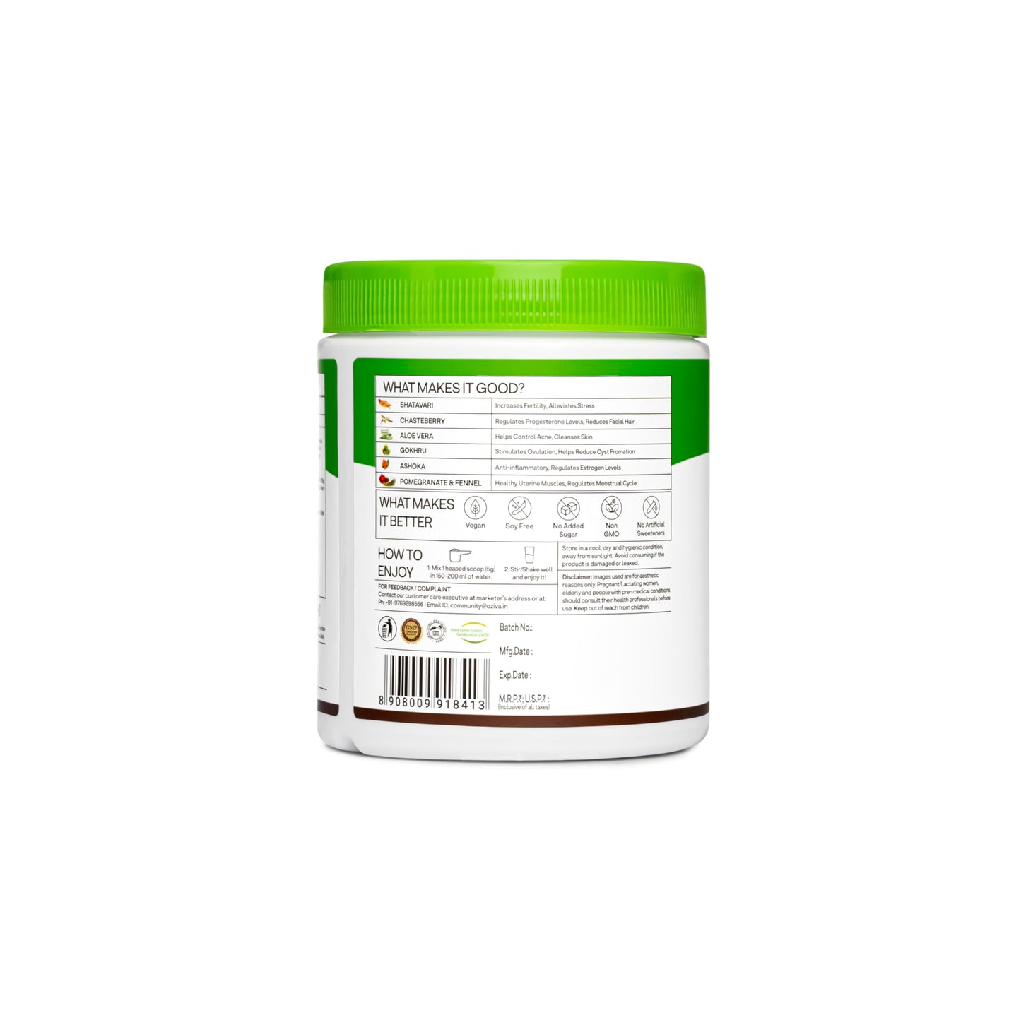 OZiva Plant Based HerBalance for PCOS Supplements for Women 200g, with- image 3