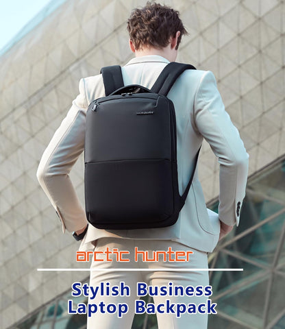 Arctic Hunter Slim Laptop Backpack 16L Lightweight Stylish 15.6 inch Laptop Bag Water Resistant Premium Business Backpack for Men Women Office College Commuting Daily,Black