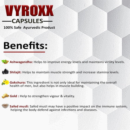 Vyroxx Ayurvedic for Shilajeet | Boost Performance | Power, Stamina, Strength | Power Healthy Supplement For Men | Lab Tested 30 (Pack of 3) Capsules