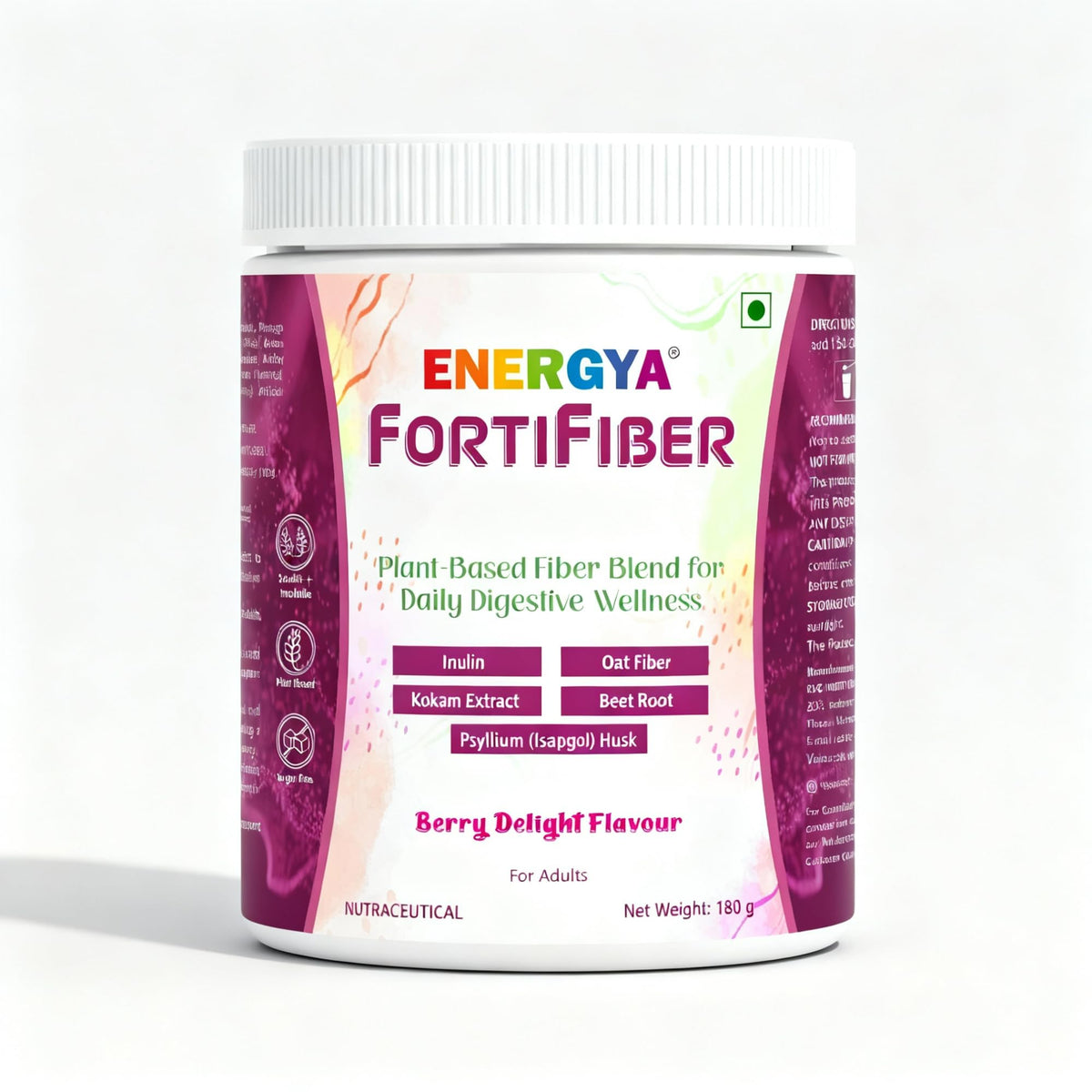 ENERGYA FortiFiber Plant-Based Prebiotic Fiber Drink – Sugar-Free Berry Flavor