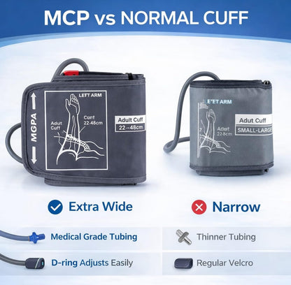 MCP BP Cuff Adult Blood Pressur­e Monitor Large Cuff XL Compatible with Omron B.P, Ageasy BP, Pharmeasy BP with 6 Size Connectors free (22-48CM)