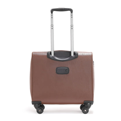 NOVEX PU Brown Laptop Trolley Bag | 42cm Lightweight Cabin Luggage | 4 Wheels Spinner Pilot Trolley | Polyester Overnighter Backpack for Business Travel, Men & Women | Durable Travel Bag