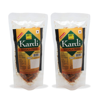 Jude's Food Products - Masala Fried Kardi | Dried Sea Prawns, Seafood |Cleaned & Cooked with Spices | Ready to Eat | No Added Color, Flavors | Dried Fish Snack, Food Accompaniment | Pack of 2 x 50 gms