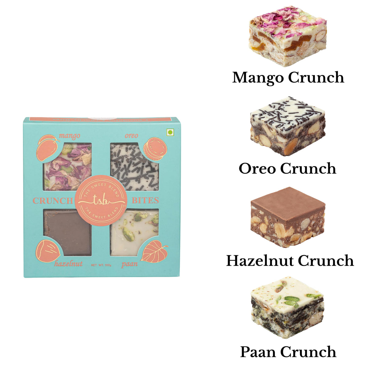 THE SWEET BLEND Meetha Chatpata Gift Hamper | Dry Samosa (150 g), Chatpata Black Raisins (150 g), Kaju Katli (250 g) & Crunch Bites | Assorted Mithai & Namkeen Combo Box | Ideal Gift for Raksha Band