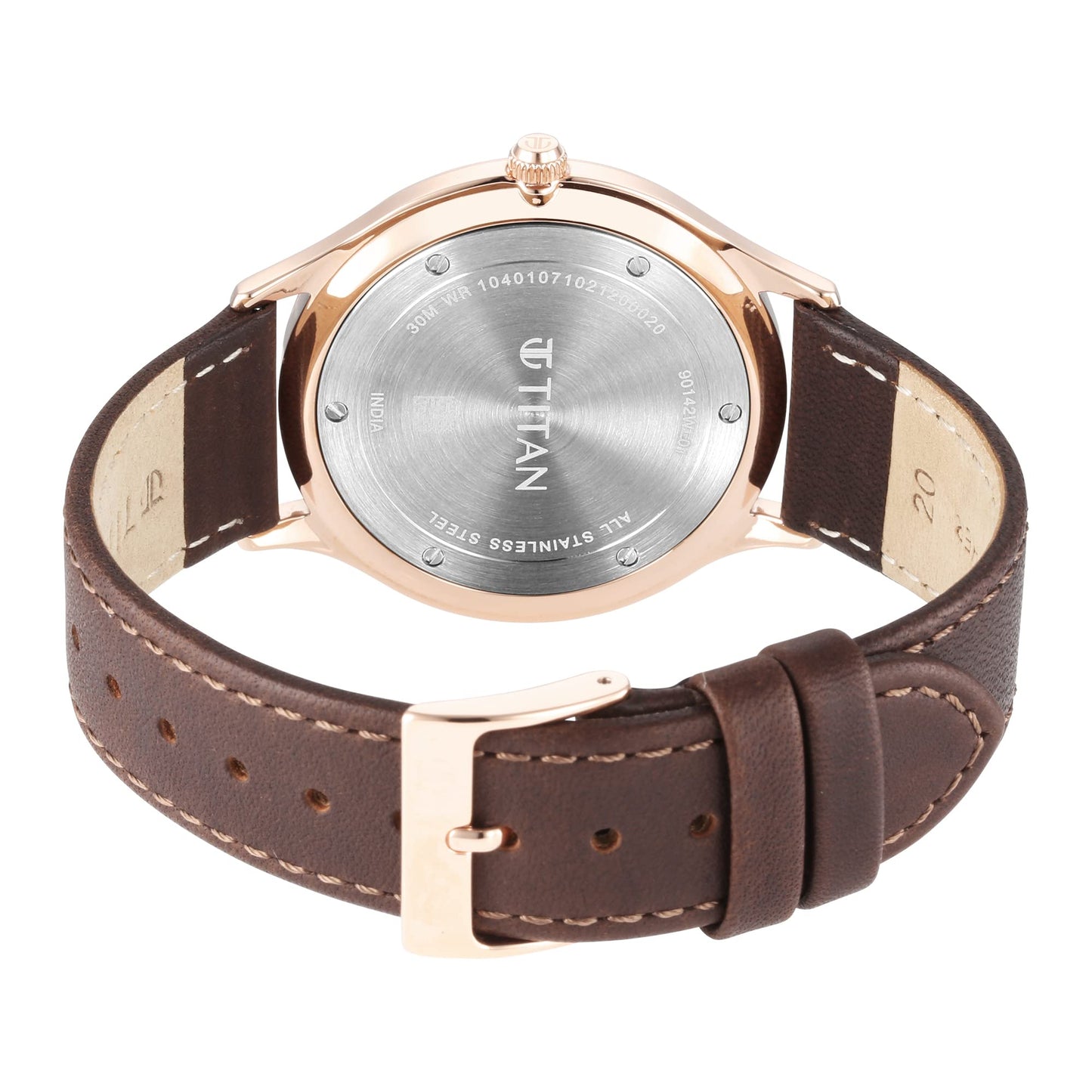 Titan Classique Slimline Silver Dial Analog with Date Leather Strap Wat- image 5