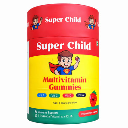 Kids Multivitamin Gummies with DHA | Supports Brain & Immune Health | Essential Vitamins & Minerals | Natural Strawberry Flavour | 30 Gummies | 4+ Years
