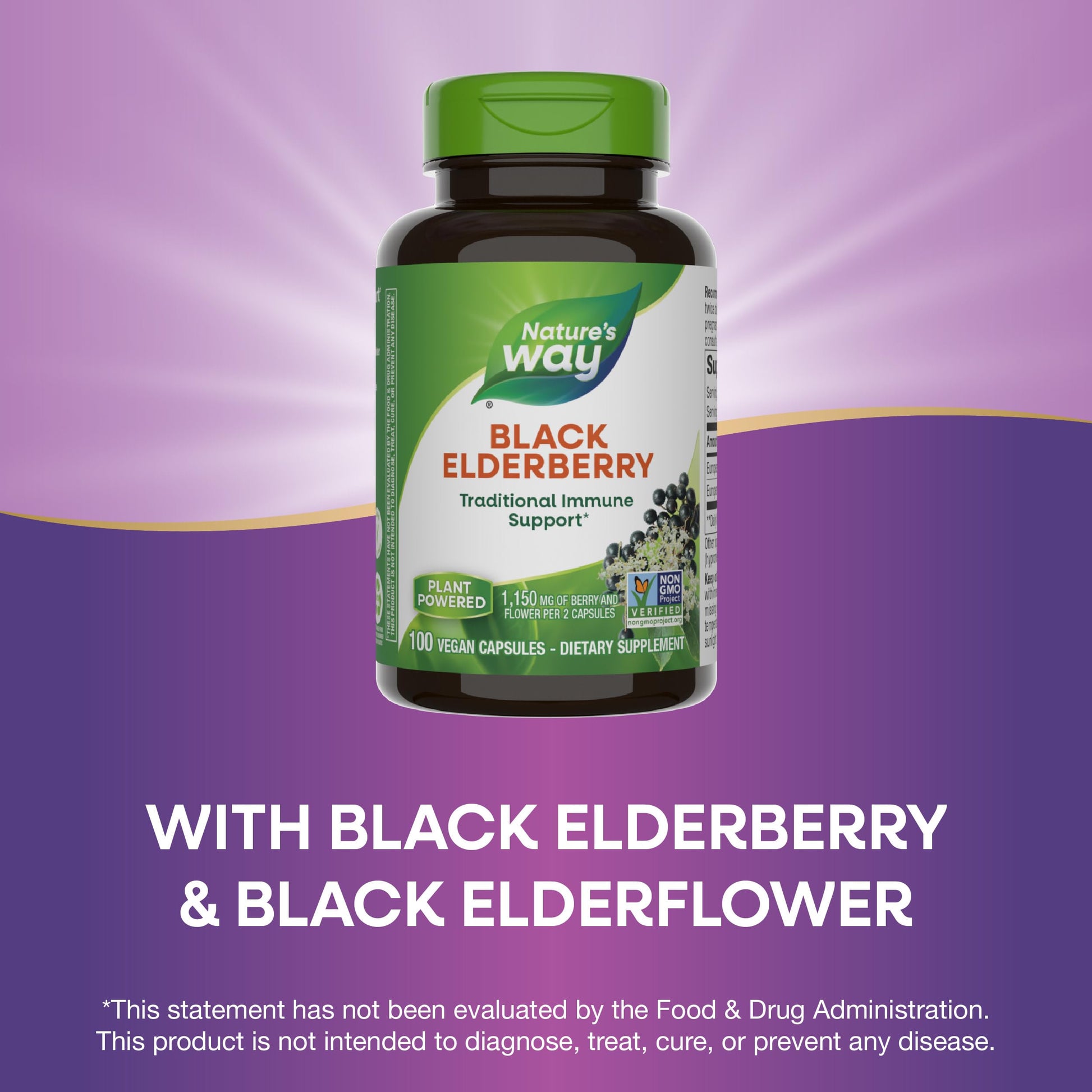 Nature's Way, Black Elderberry, 575 mg, 100 Vegetarian Capsules- image 5