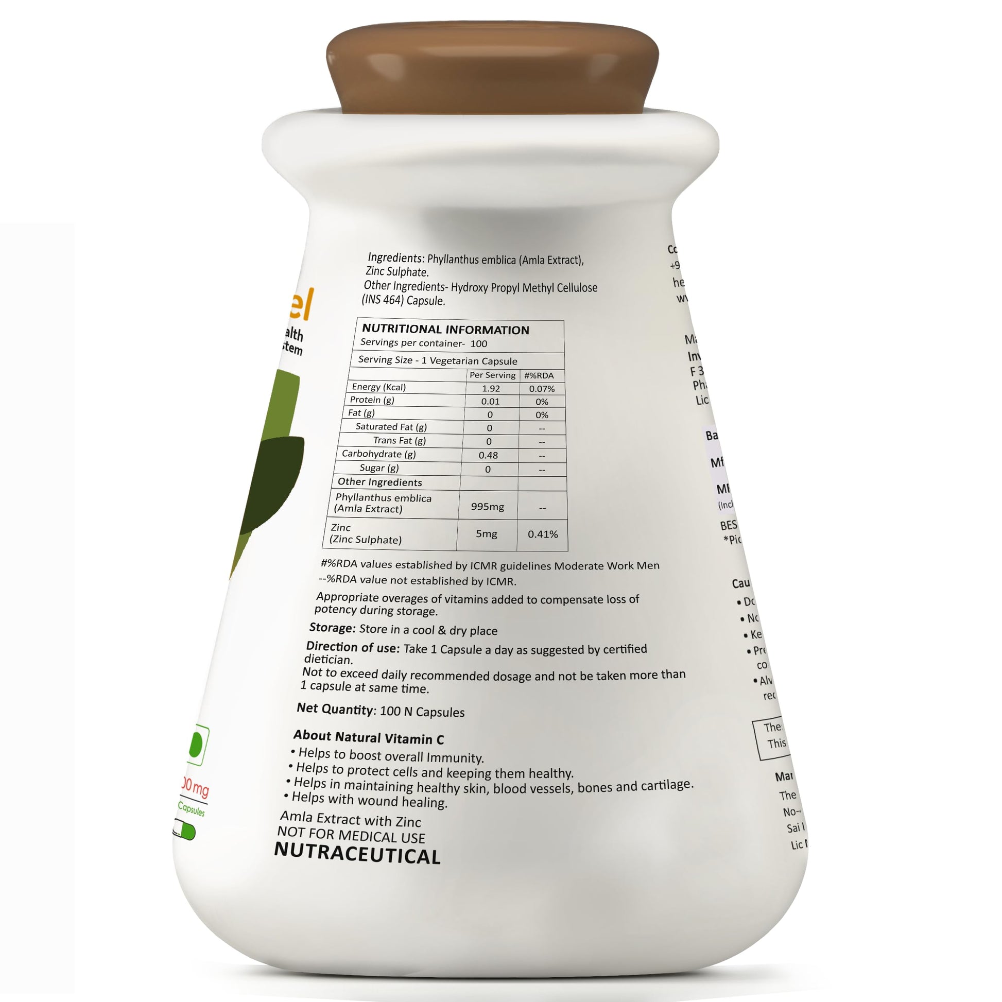 MyFitFuel Natural Vitamin C with Zinc, From Amla Extract Plant Based, (- image 2