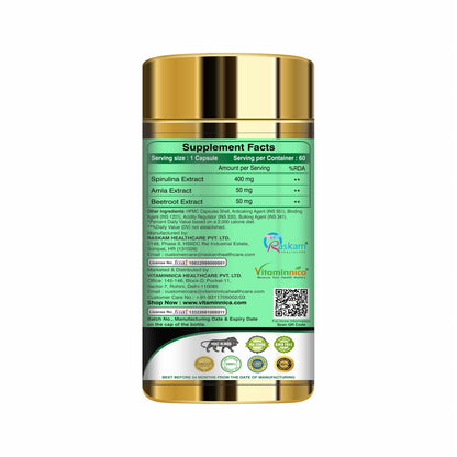 Vitaminnica Black Garlic + Spirulina Combo: Immune Support and Nutritional Boost - 120 Capsules