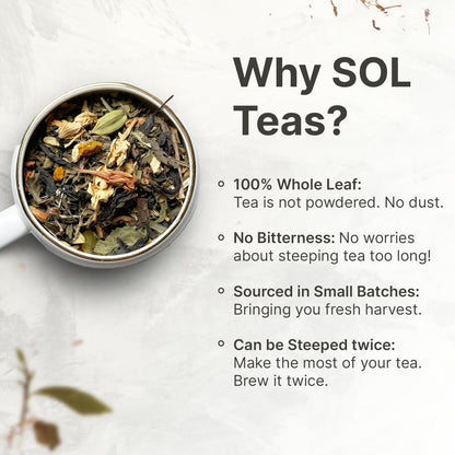 SOL Healthy Gut Slimming & Detox Tea | Ayurvedic Herbs Moringa, Rooibos, Ashwagandha, Gymnema, Licorice | Helps Burn Stored Fat | 100 Gms Loose Leaf