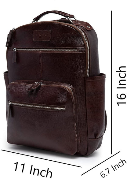 Teakwood Unisex Genuine Leather Dark Brown textured Backpack||Unisex Laptop Bag/Backpack