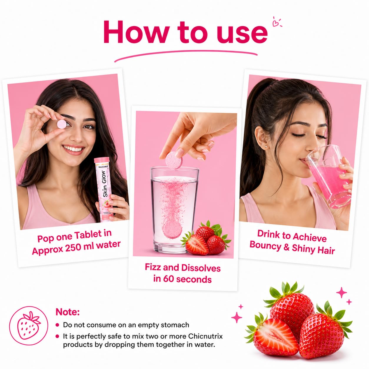 VACCURE Skin Glow Effervescent Tablets - Glutathione & Vitamin C for Skin Brightening & Antioxidant Support - 20 Tablets - Delicious Strawberry Flavor