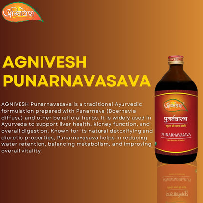 Agnivesh Punarnavasava Syrup/450Ml/ Useful In Swelling, Ascites & Abdominal Disorders(pack of 2)