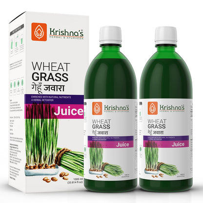 Krishna's Wheatgrass Juice - 1000 ml | (Pack Of 2) | Finest Herbal Detoxifier | Builds a Strong Immune System