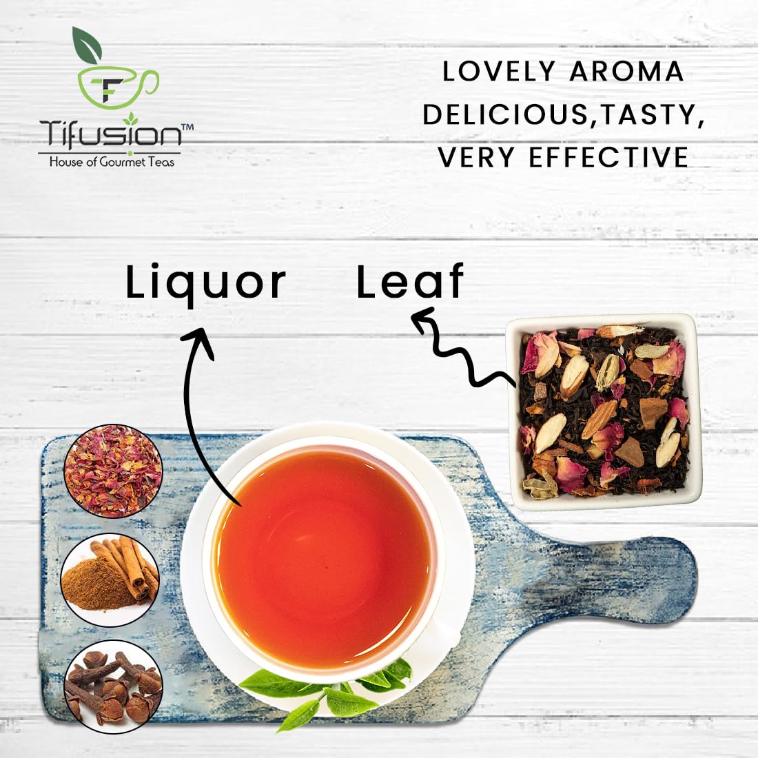 Tifusion Pure and Natural Darjeeling Black Tea with Rose Orange Cinnamon Cardamom & Clove for Digestion Glowing Skin Single Estate Whole Leaf Tea (20 Tea Bag)