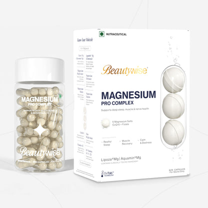 Beautywise TriTab Magnesium Complex | 6-in-1 High-Absorption Magnesium (Aquamin, Lipoza Bisglycinate) 710 mg & Co-Actives | Smart Timed-Release for Sleep, Muscle Recovery & Nerve Health | 60 Capsules