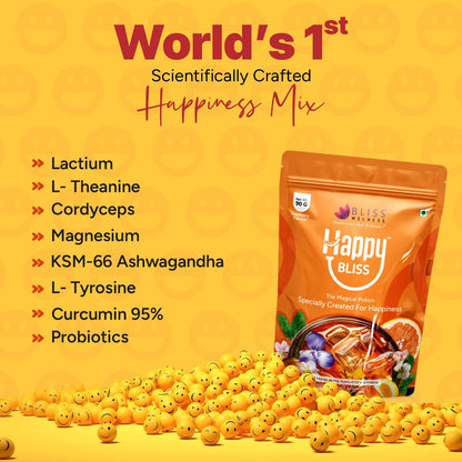 Bliss Welness Happy Bliss : Happiness, Anxiety & Stress Relief Supplement | Natural Support for Calm, Mood, Anti Nervousness & Happy Hormones | Supports Balance of Cortisol, Dopamine, Endorphin, Serotonin & Oxytocin | Magnesium, KSM 66 Ashwagandha : 30 Se