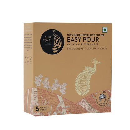 Blue Tokai Coffee Roasters Easy Pour Over Coffee Drip Bags|French Roast - Dark Roast|Bittersweet & Cocoa|Pack Of 5|100% Arabica|Ready To Brew In 2 Mins|Just Pour In Hot Water,100 Gram