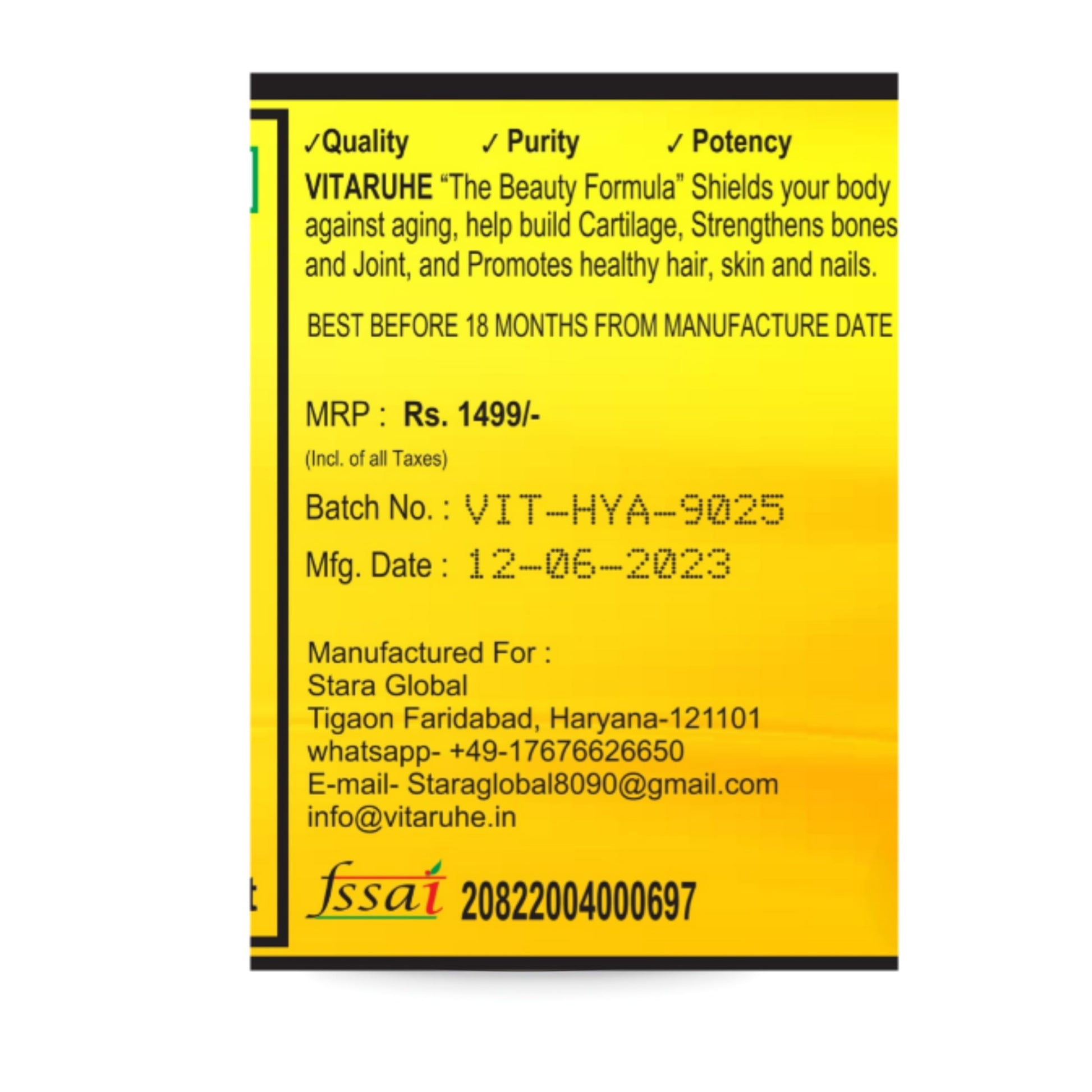 VITARUHE Hyaluronic Acid Capsules High Dosage, 300 mg Per Capsule, Vega- image 2