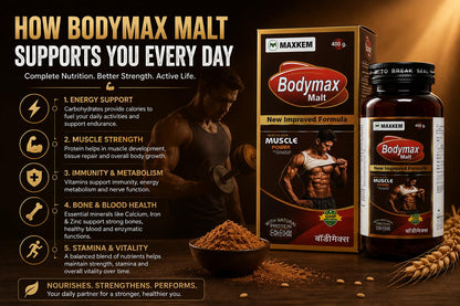 Bodymax Malt Nutritional Health Supplement | Malt-Based Dietary Food Supplement with Vitamins & Minerals | Supports Daily Nutritional Intake | 400 g
