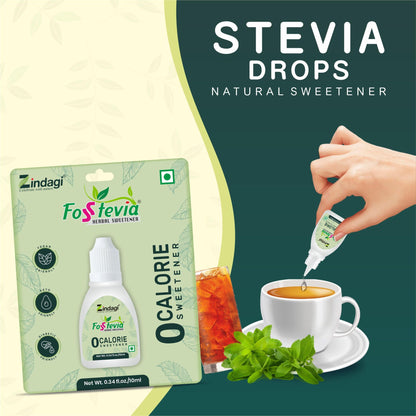 Zindagi Stevia Liquid (FosStevia) - Natural Stevia Powder - Sugar-Free Stevia Sweetener (Stevia Combo Pack)