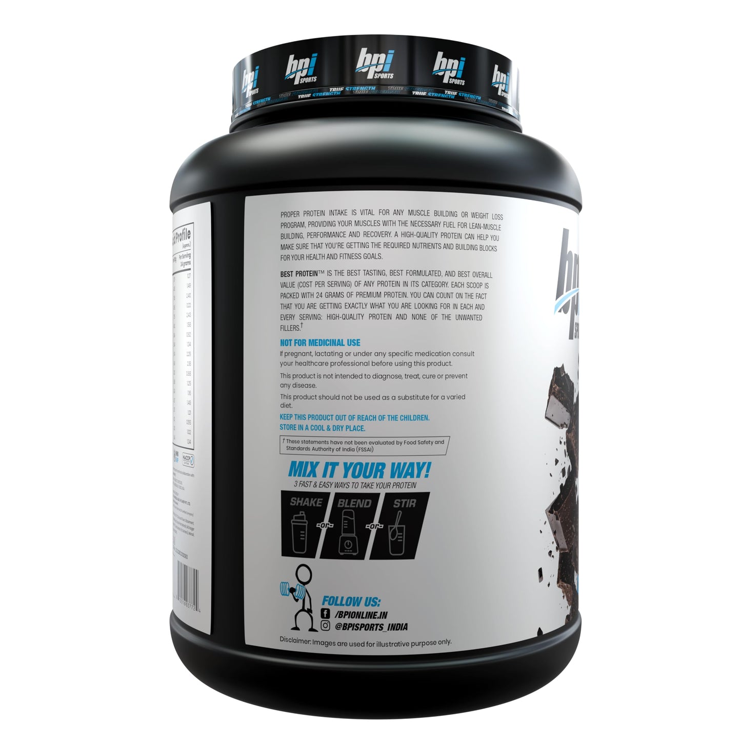 BPI Sports Best Protein Powder | Swiss Chocolate | 2.24kg (4.9 lbs) | 24g Protein Per Scoop | 66 Servings | Whey Protein Blend