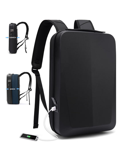 BANGE Laptop Anti-theft backpack Hard Shell Expandable Commute backpack can Hold 15.6 inch laptop for men and women, Black, Large, Anti-theft
