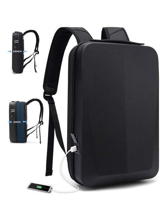 BANGE Laptop Anti-theft backpack Hard Shell Expandable Commute backpack can Hold 15.6 inch laptop for men and women, Black, Large, Anti-theft