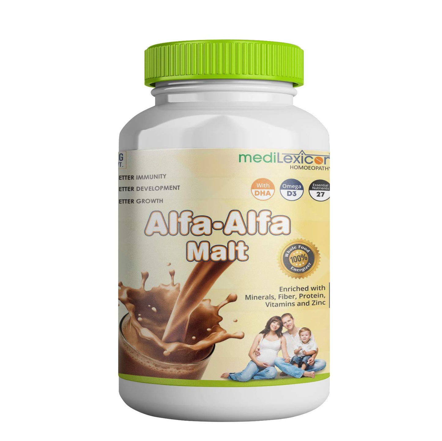 Medilexicon Alfa Alfa Malt 250g with Omega and DHA and ashwagandha extracts