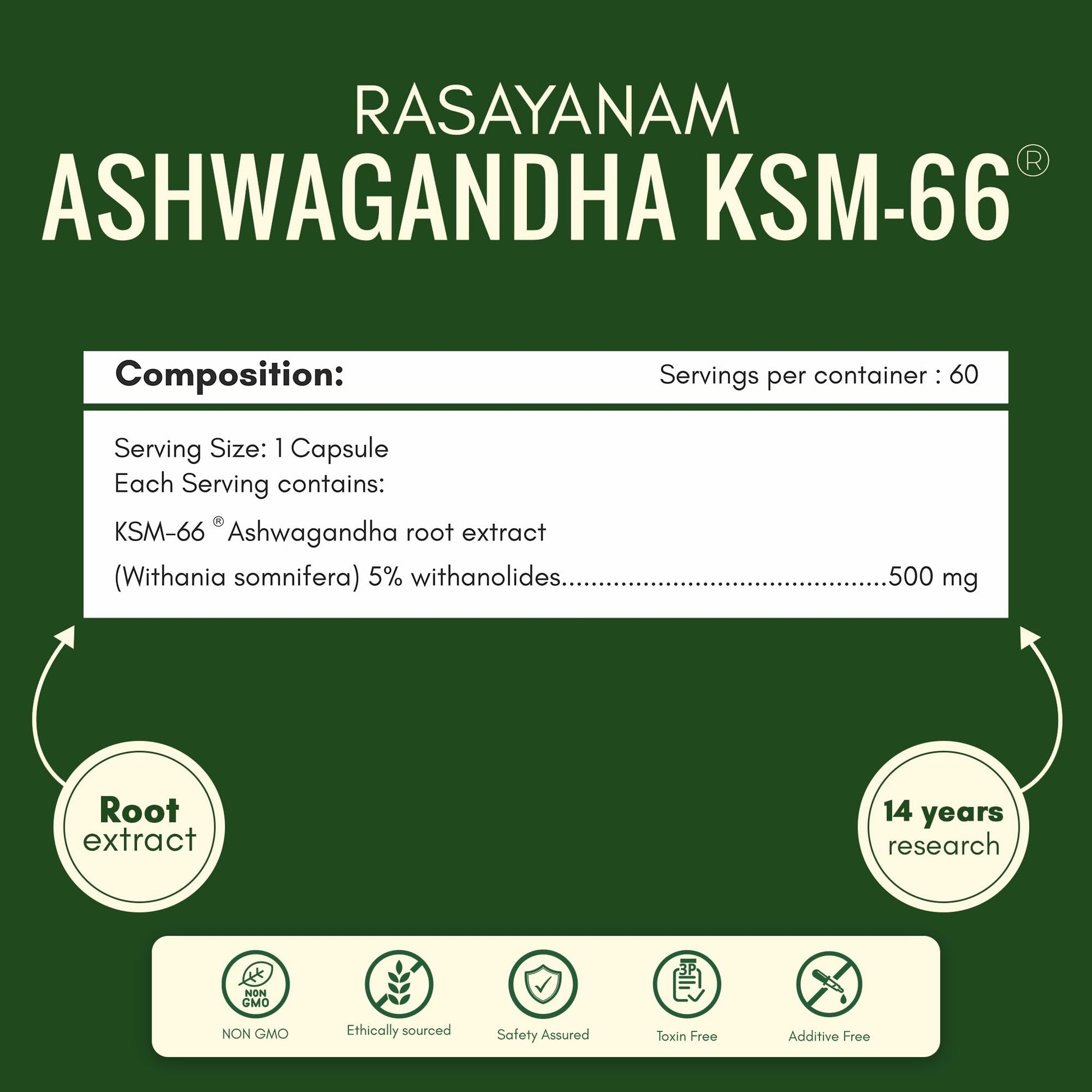 Rasayanam Ashwagandha KSM-66 (500 mg) | Extra Strength Natural Formulat- image 5