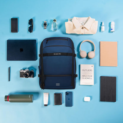 Nasher Miles Manhattan Premium Reversed Polyester Laptop Backpack 40L Ideal for College, School, Office, Travel, Overnighter | Men, Women, Boys, Girls (Navy Blue)