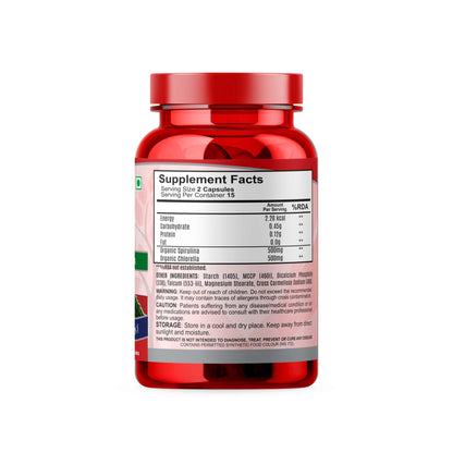 Natures Move Organic Spirulina 1000mg 30 Capsules | Nutrient-Rich Superfood for Immunity & Energy