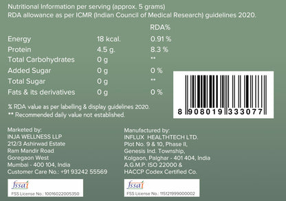 INJA Prime Marine Collagen Supplement Powder for Women and Men, Japanese Collagen with Original Formulation, Healthy Skin, Joints, Hair Growth, Sugar-Free, Unflavoured, 125 gm