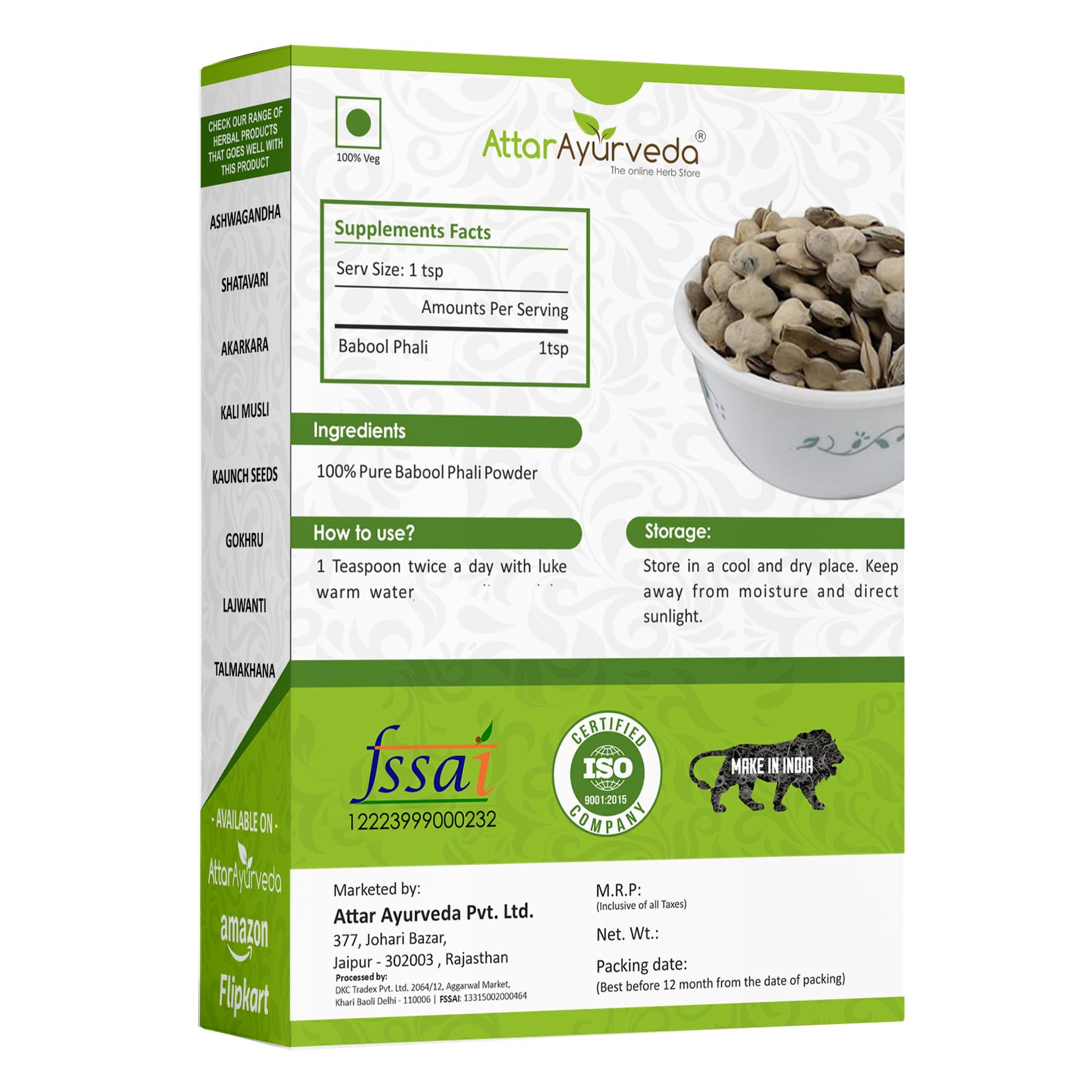 Attar Ayurveda Babool Phali Powder (500 grams) - Babool Fali - Kikar Ph- image 7