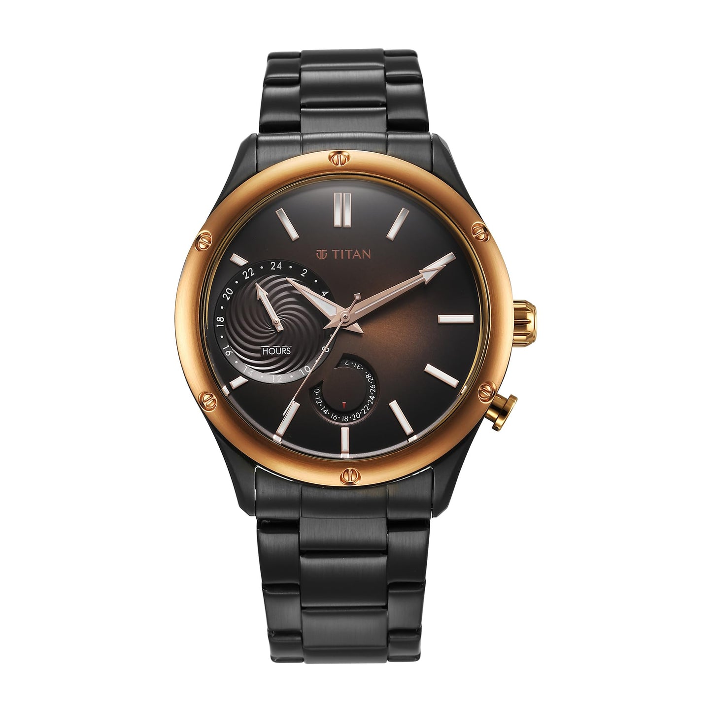 Titan Regalia Stellar Quartz Multifunction Brown Dial Stainless Steel Strap Watc