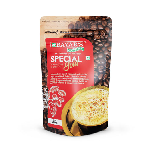 Bayar's Coffee Special Gold Filter Coffee Powder 500g | Rich South Indian Blend with 70% Coffee, 30% Chicory | Balanced Taste & Sweet Aroma | Freshly Roasted & Ground (Pack of 1)