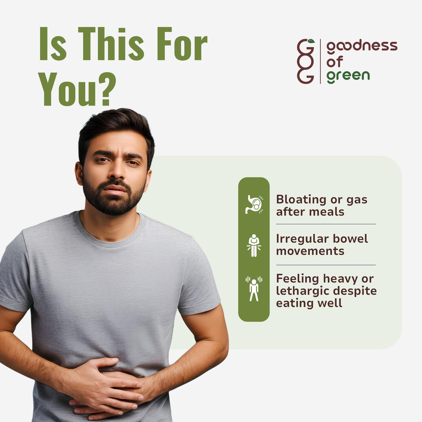 Goodness of Green Gut Health Capsules, 14 Powerful Herbs, Supports Smooth Digestion, Reduces Gas & Bloating, Improves Nutrient Absorption, and Strengthens Gut Immunity, 30 Veg Capsules