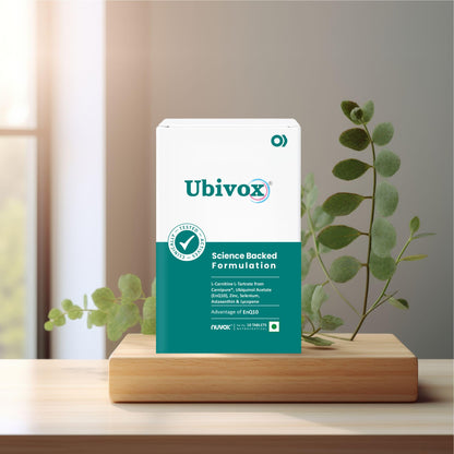 Ubivox - enriched with Coenzyme Q10, L-Carnitine, Zinc, Selenium, Astaxanthin & Lycopene for boosting energy, enhancing virility - 30 Tablets