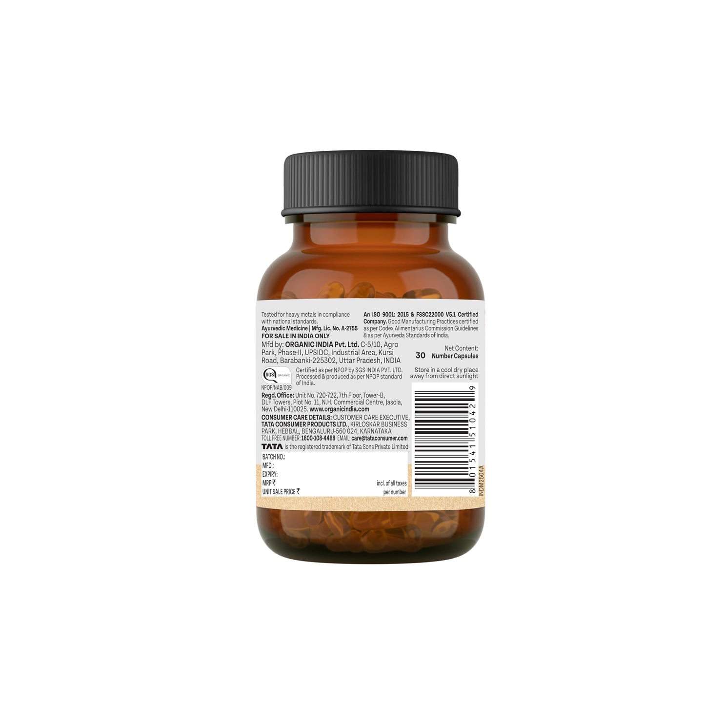 A TATA Product - Organic India OH-Boy - 30 Veg Capsules, Ashwagandha, Musli & Saffron, Helps Improve Men's Health & Vitality, Helps Boost Testosterone Levels, Reduce Stress & Anxiety GMP & NPOP Certified Organic