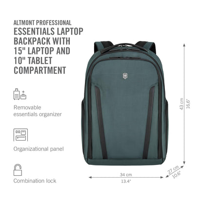 Victorinox Swiss Designed Backpack, Altmont Professional Essentials Laptop Backpack, Storm, Dedicated Laptop and Tablet Compartment, Business Travel Office Bag For Men, 24 Litres, (653290)