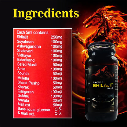 Bioford Shilajit Malt for Boost Body Power, Stamina, Endurance, Strength and Overall Wellbeing Naturally for Men & Women 400g (Pack of 1)