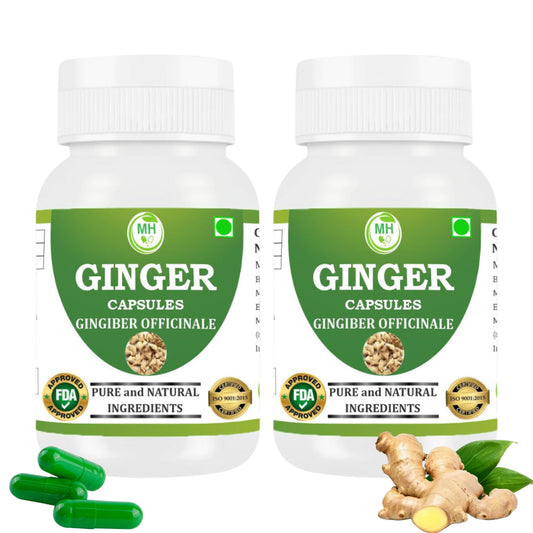 MORSAN HEALTHCARE | Ginger Capsules 500mg – 60 Count | 2 Pack | Vegetarian | Plant-Based | Herbal Supplement | No Artificial Additives | Gluten Free | Organic