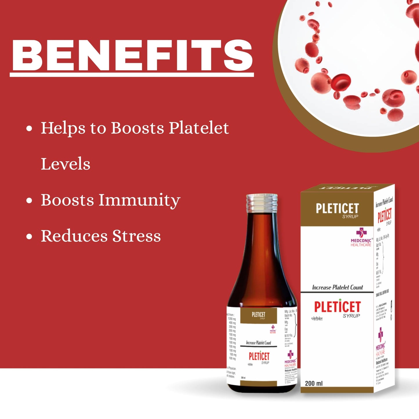 Medconic Healthcare Pleticet Syrup | Ayurvedic Digestive & Liver Support with Papaya, Mandukaparni, Aloe Vera & Giloy – 200 ml