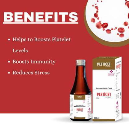 Medconic Healthcare Pleticet Syrup | Ayurvedic Digestive & Liver Support with Papaya, Mandukaparni, Aloe Vera & Giloy – 200 ml