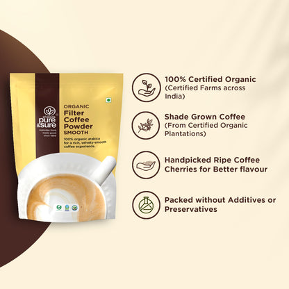 Phalada Pure & Sure Pure & Sure Organic Filter Coffee Powder Smooth | Ground Coffee | Pure & Sure South Indian Filter Coffee Powder | Fresh Coffee 200g.