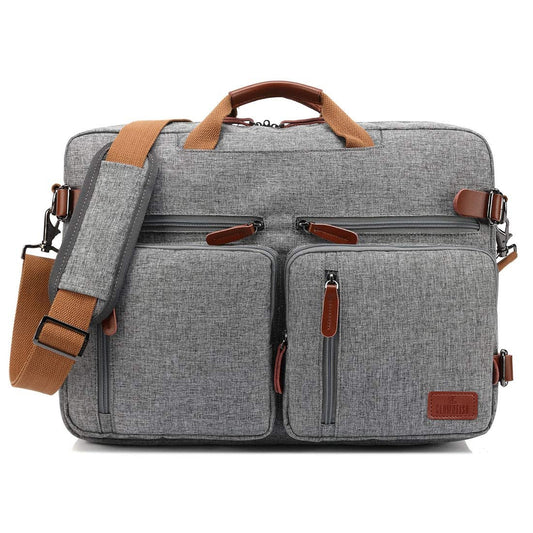 THE CLOWNFISH Unisex-Adult Convertible Laptop Briefcase Backpack With Genuine Le