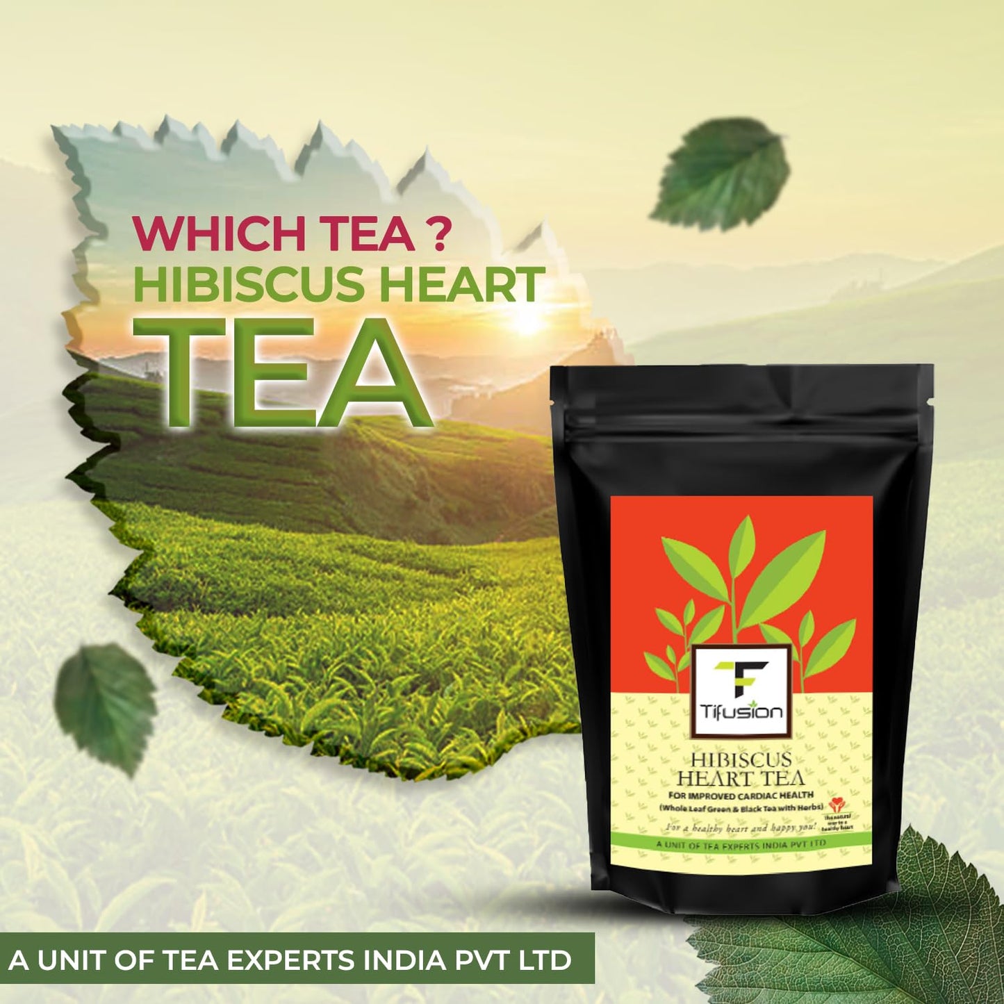 Tifusion Hibiscus Tea with Arjun Bark, Hawthorne Hibiscus Ashwagandha Rooibos Natural Whole Loose leaf Tea for Healthy Heart and Helps in Improving Immune System (50gm)