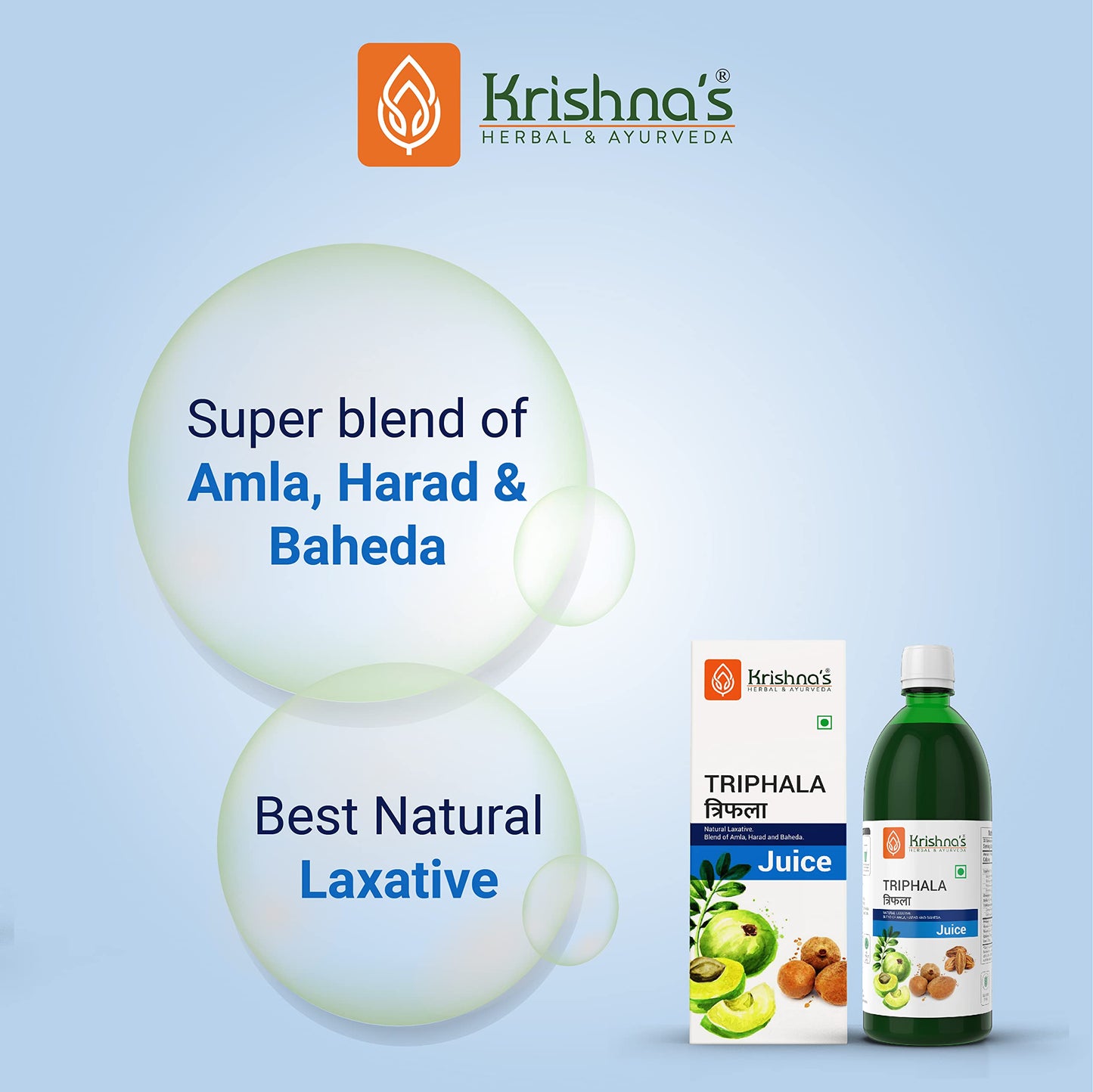 KRISHNA'S HERBAL & AYURVEDA Triphala Juice - 1000 Ml | Natural Laxative | Enriched With Amla, Harad, Baheda | Improves Digestion
